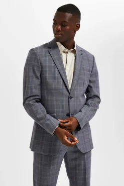 Americana Slim Fit De Cuadros Con Bolsillos^Selected Clearance