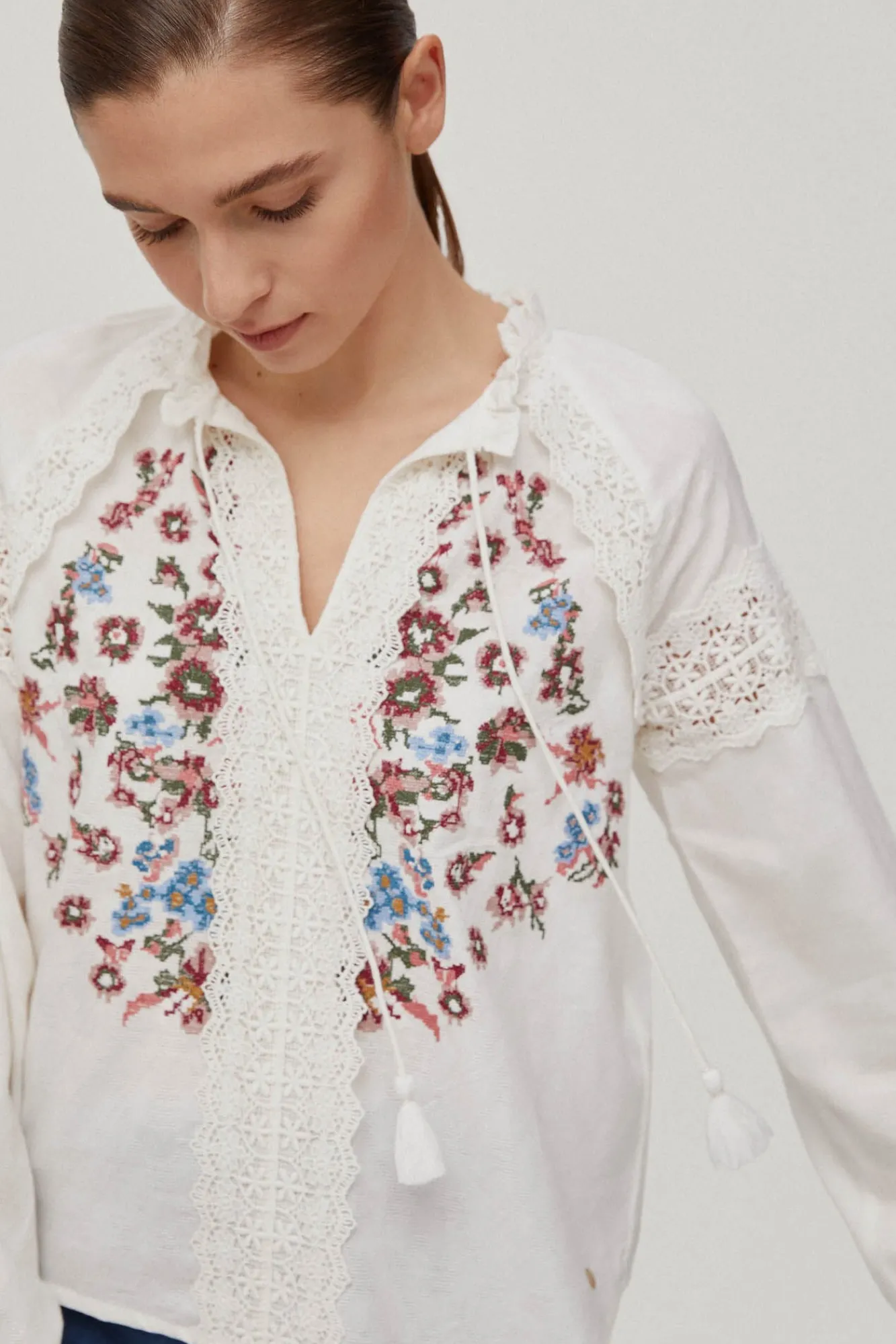 Blusa Bordada Punto De Cruz^Pedro del Hierro Online
