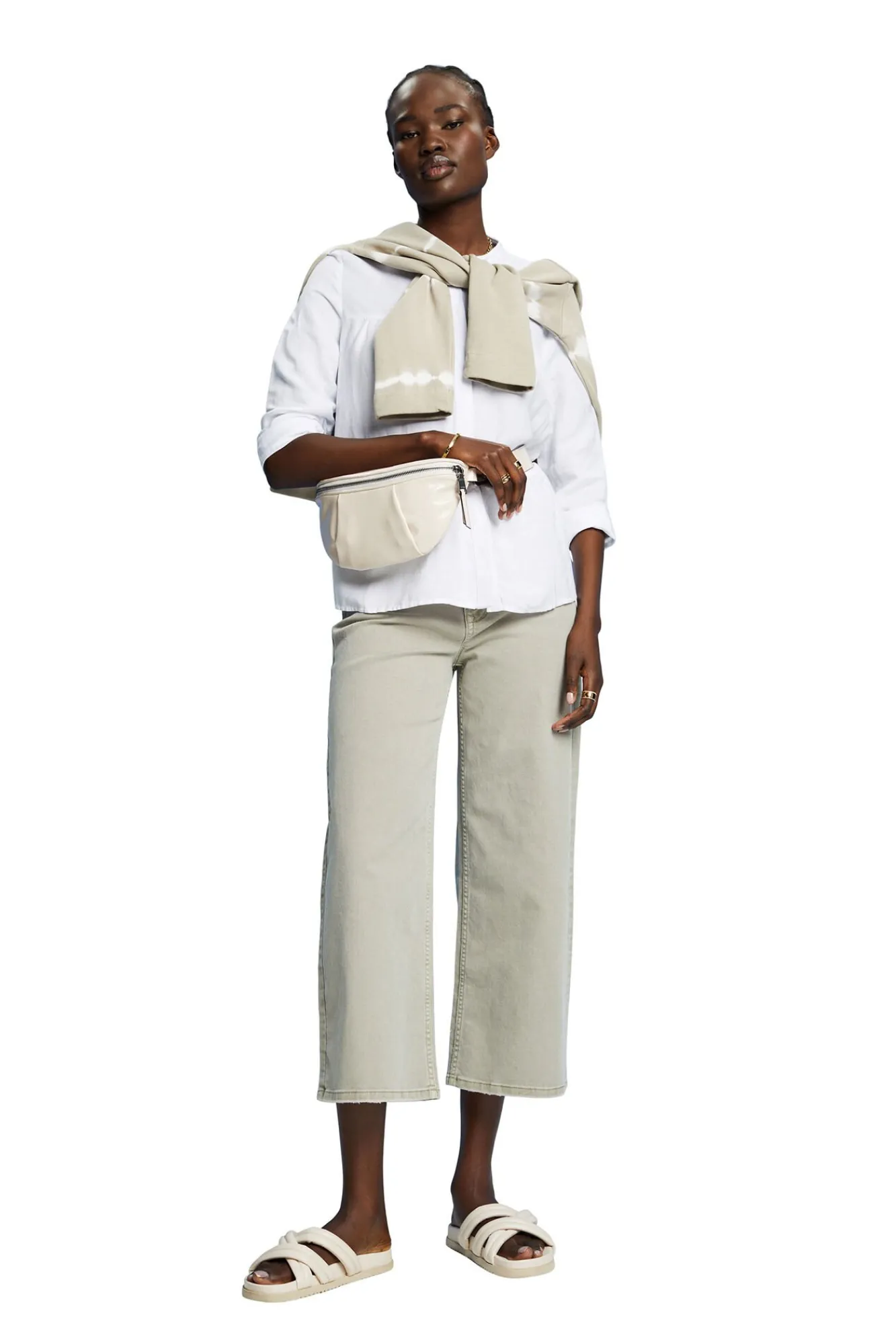 Blusa Paneles Corte Holgado Con Lino^Esprit Clearance