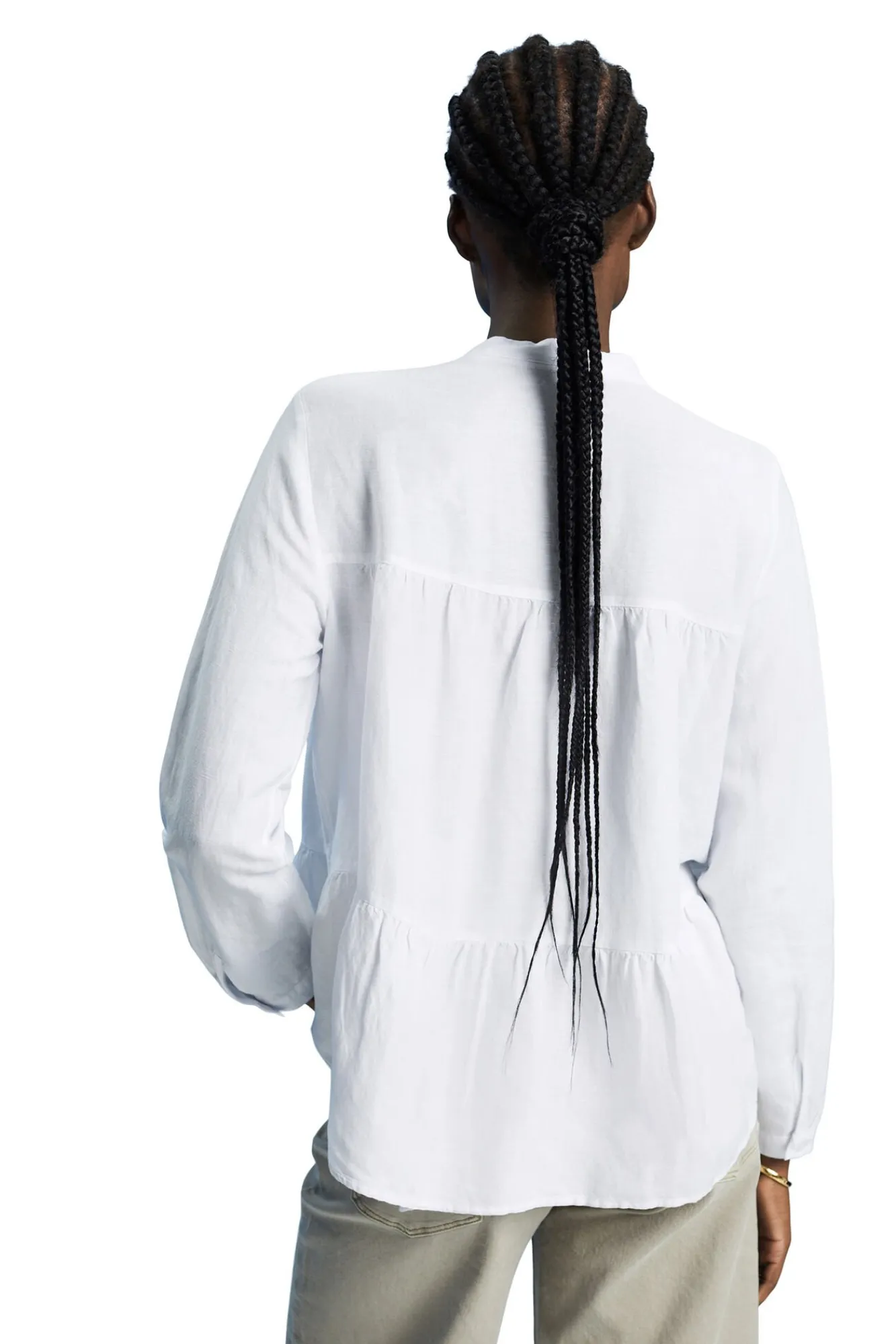 Blusa Paneles Corte Holgado Con Lino^Esprit Clearance