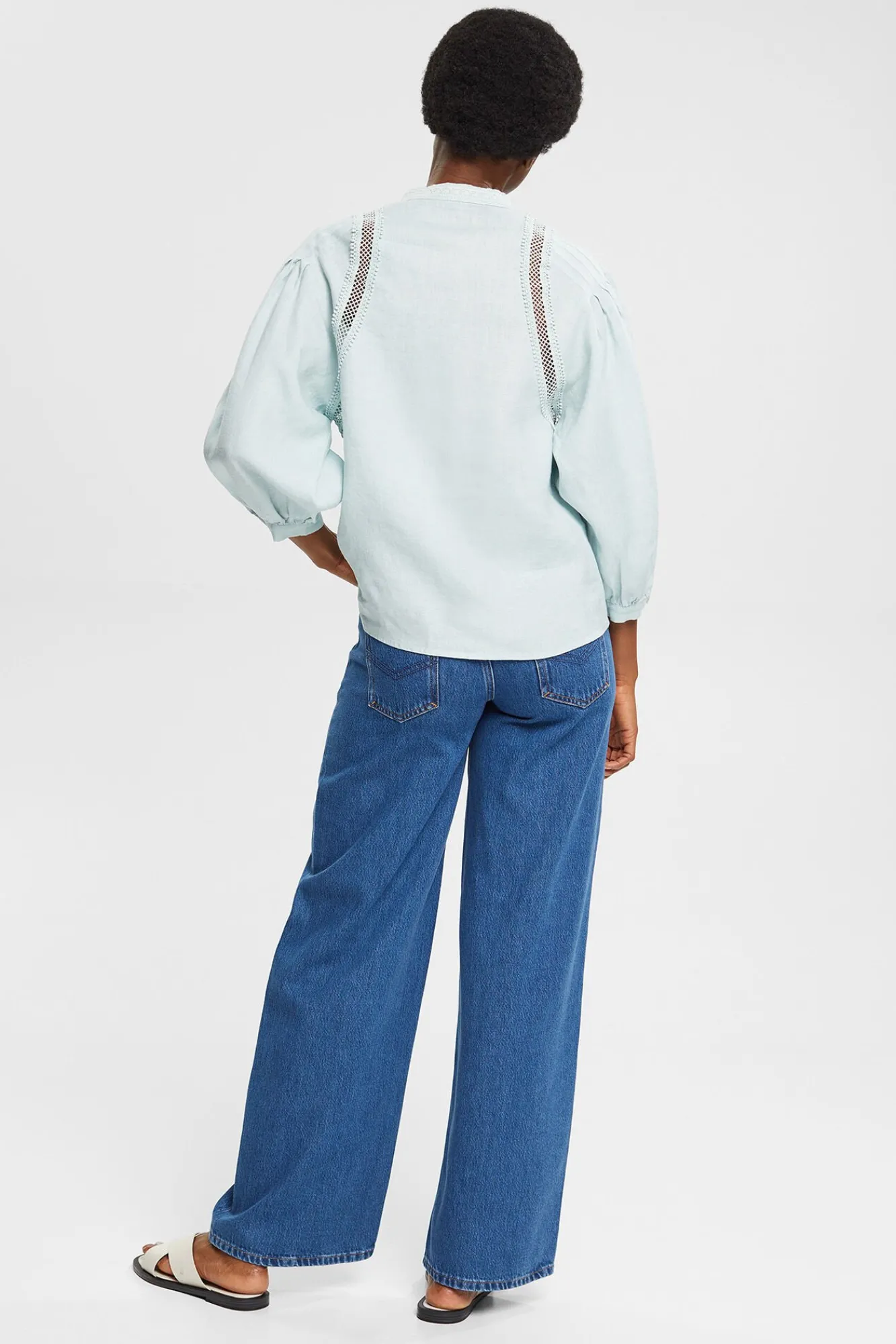 Blusa Volumen Cuello Mao Lino^Esprit Online
