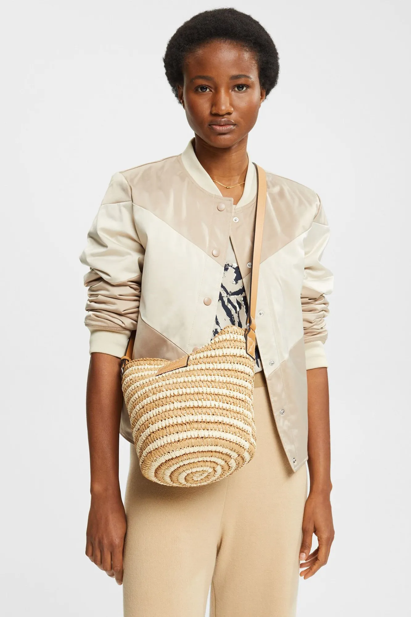 Bolso Shopper Tipo Bucket Papel^Esprit Cheap