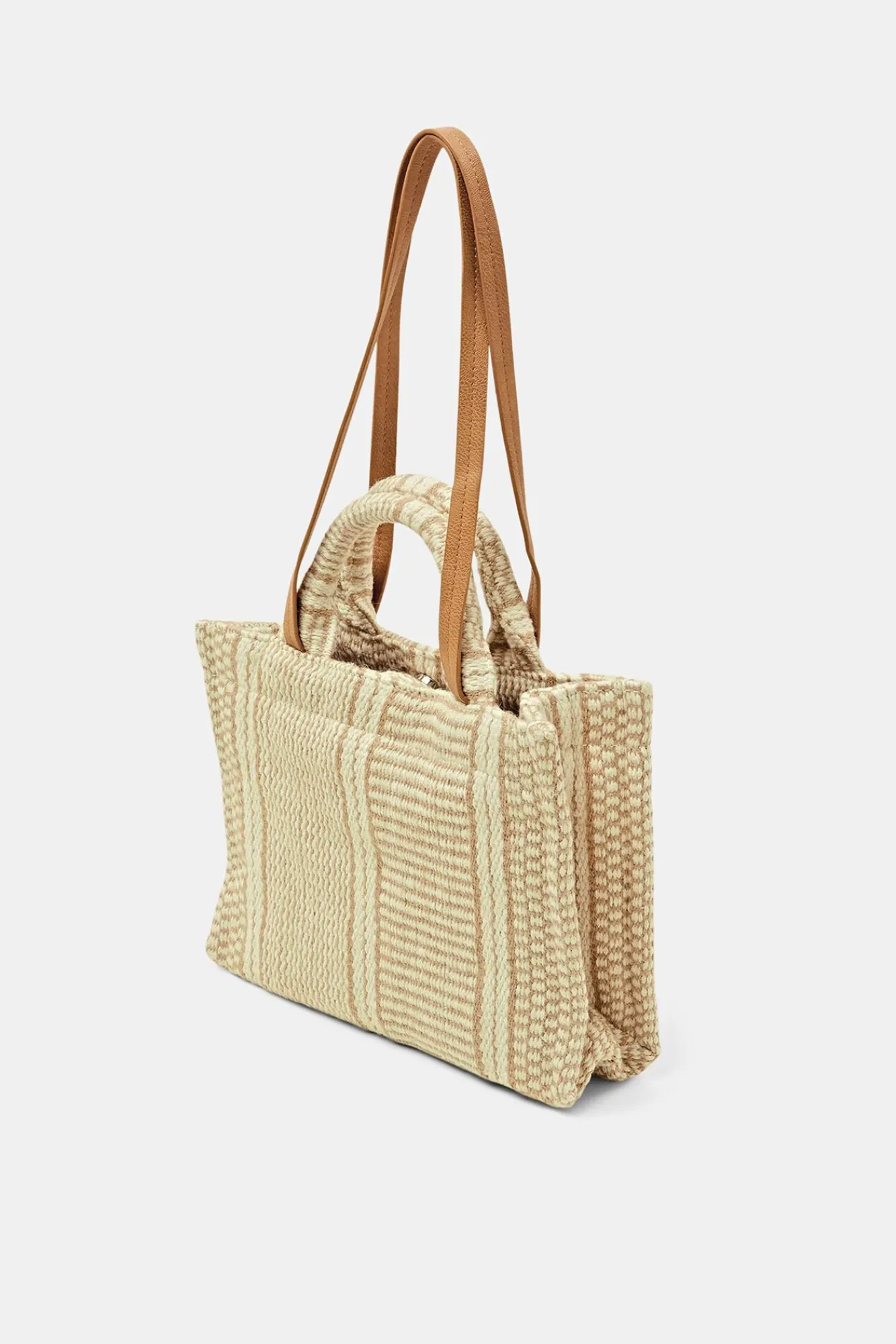 Bolso Tejido Color Block Con Fibra De Yute^Esprit New