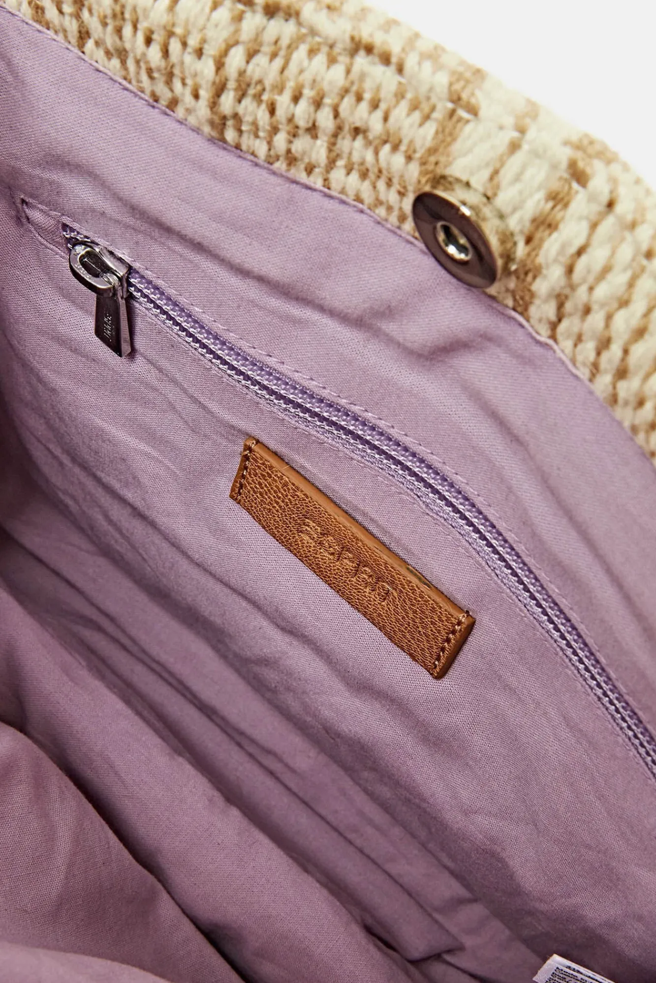 Bolso Tejido Color Block Con Fibra De Yute^Esprit New