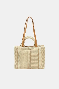 Bolso Tejido Color Block Con Fibra De Yute^Esprit New