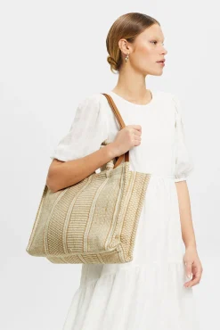 Bolso Tejido Tipo Shopper Color Block Con Fibra De Yute^Esprit Store