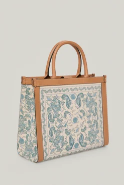 Bolso Tote De Canvas Estampado Marino Y Piel^Pedro del Hierro Store
