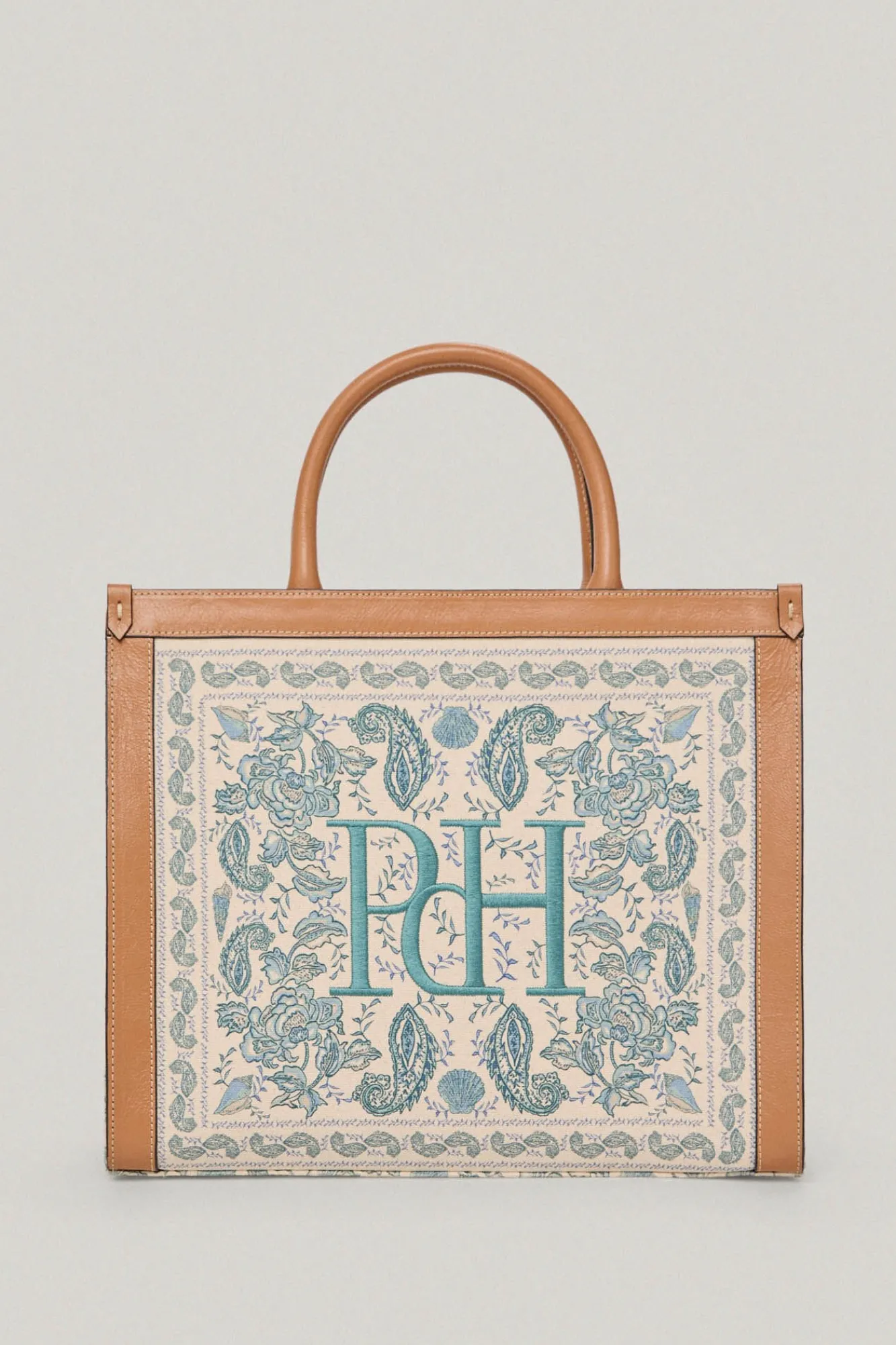 Bolso Tote De Canvas Estampado Marino Y Piel^Pedro del Hierro Store