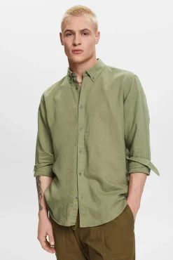 Camisa Basica Regular Fit Con Lino^Esprit Outlet