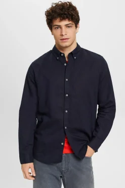 Camisa Basica Regular Fit Con Lino^Esprit Discount