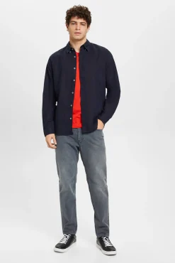 Camisa Basica Regular Fit Con Lino^Esprit Discount