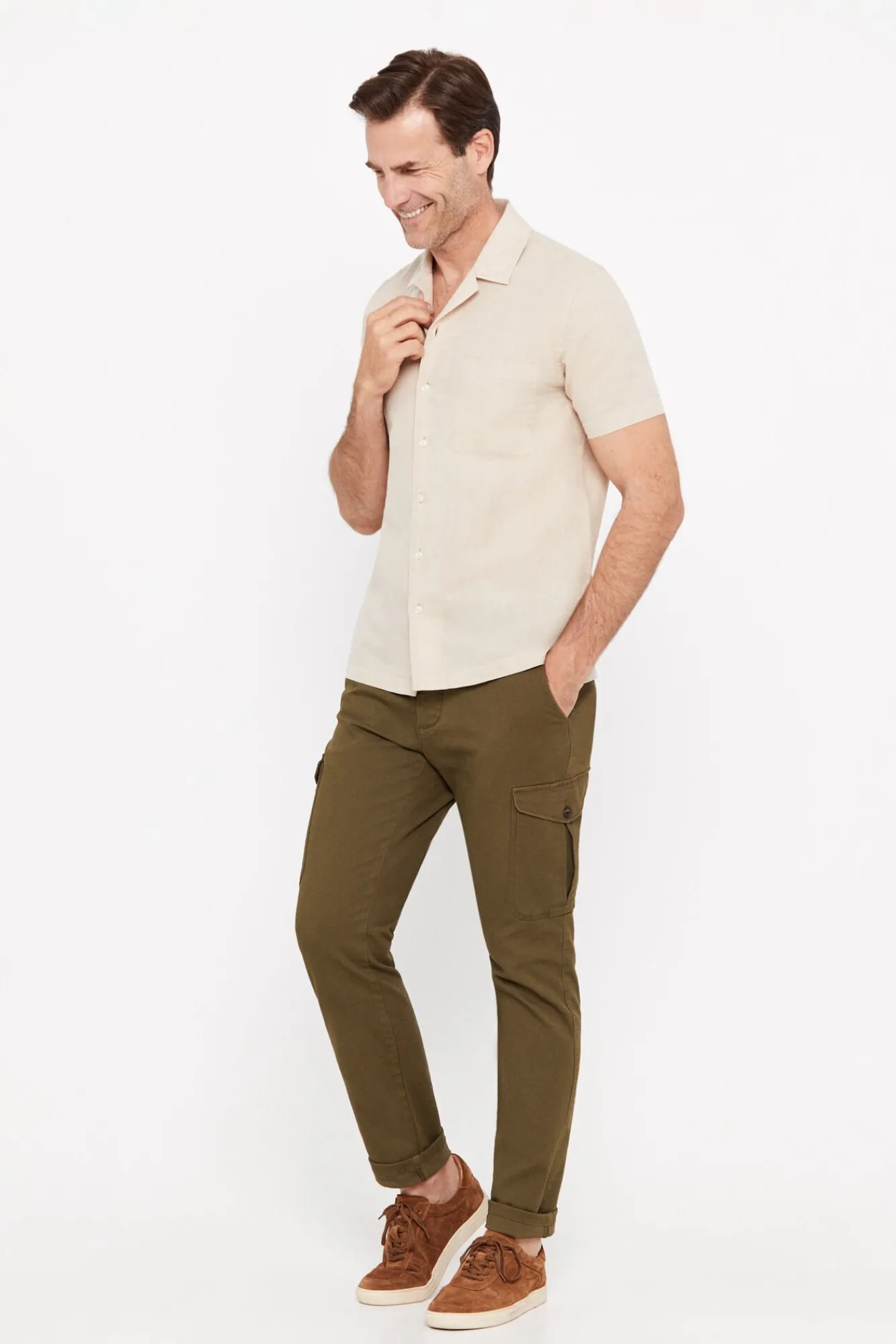 Camisa Camp Collar Lino Algodon Manga Corta^Cortefiel New