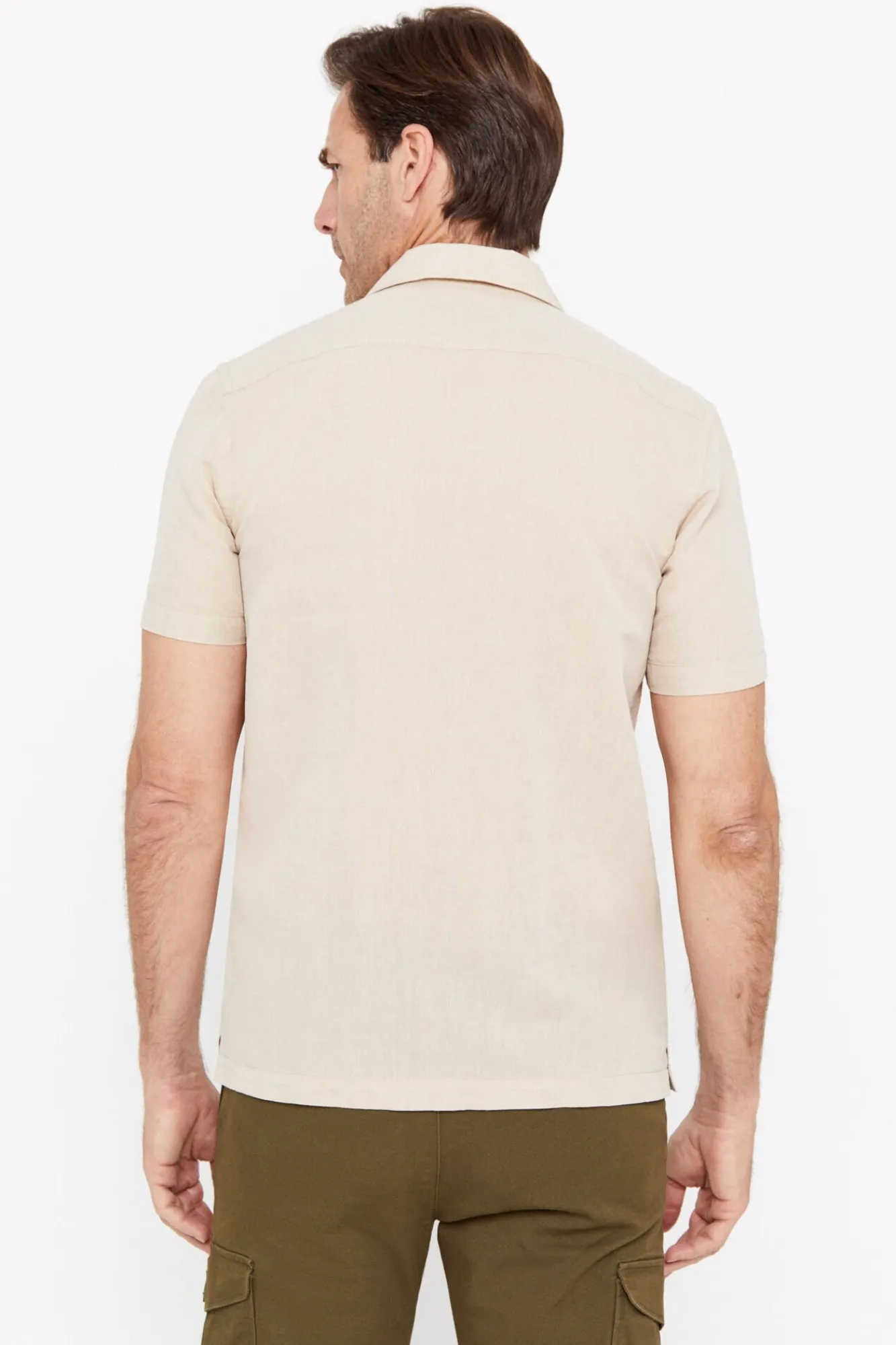 Camisa Camp Collar Lino Algodon Manga Corta^Cortefiel New