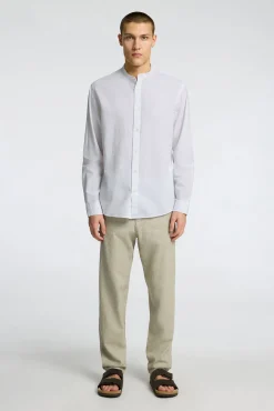 Camisa De Manga Larga Y Cuello Mao De Lino Y Algodon Organico.^Selected Fashion