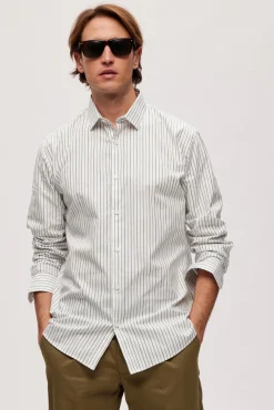 Camisa De Vestir De Manga Larga Algodon Organico^Selected Outlet