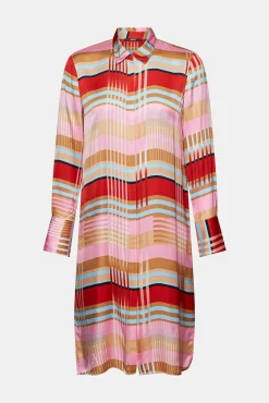 Camisa Larga Cuadros Satinada Viscosa^Esprit Clearance