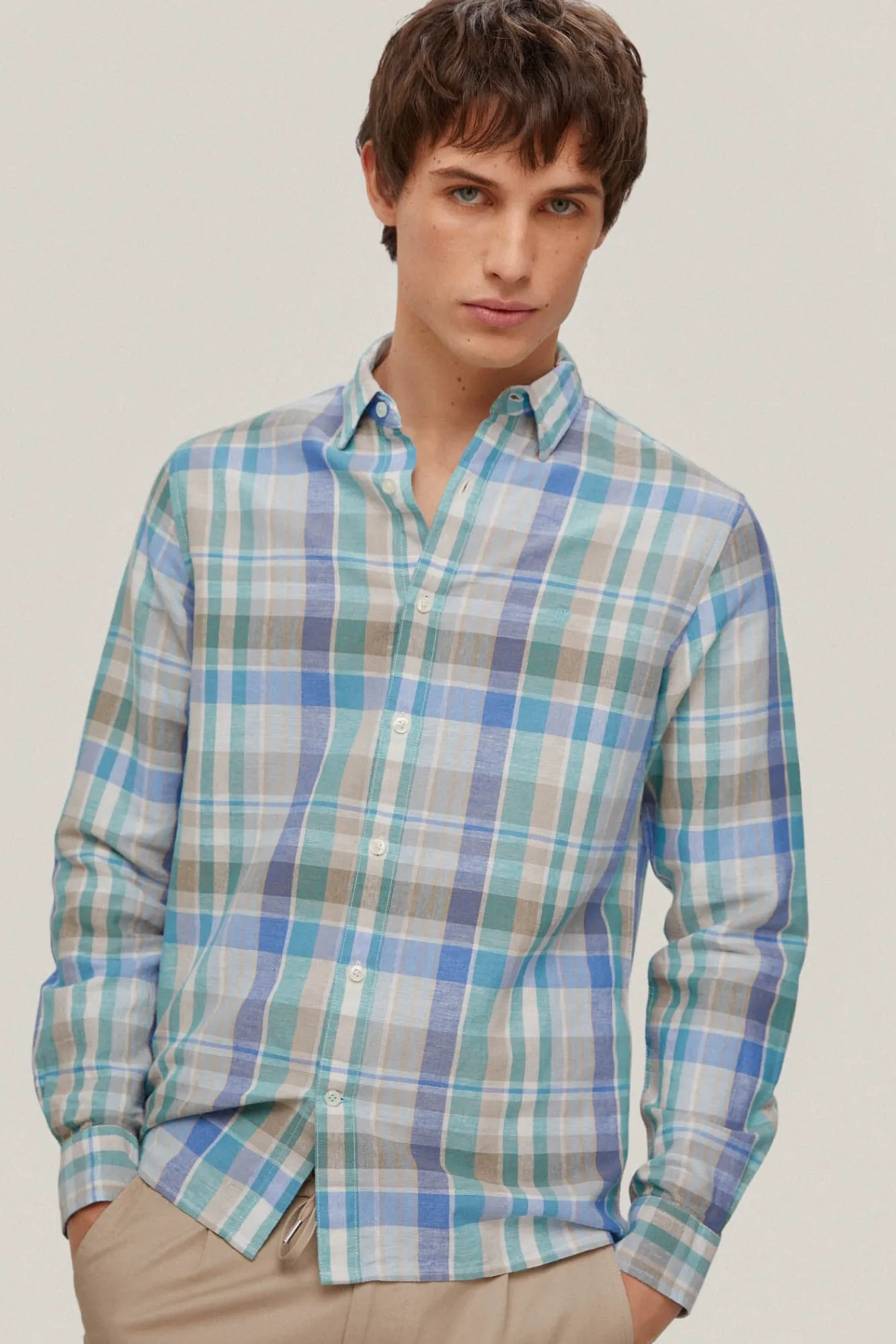 Camisa Lino Cuadro Madras^Pedro del Hierro Outlet