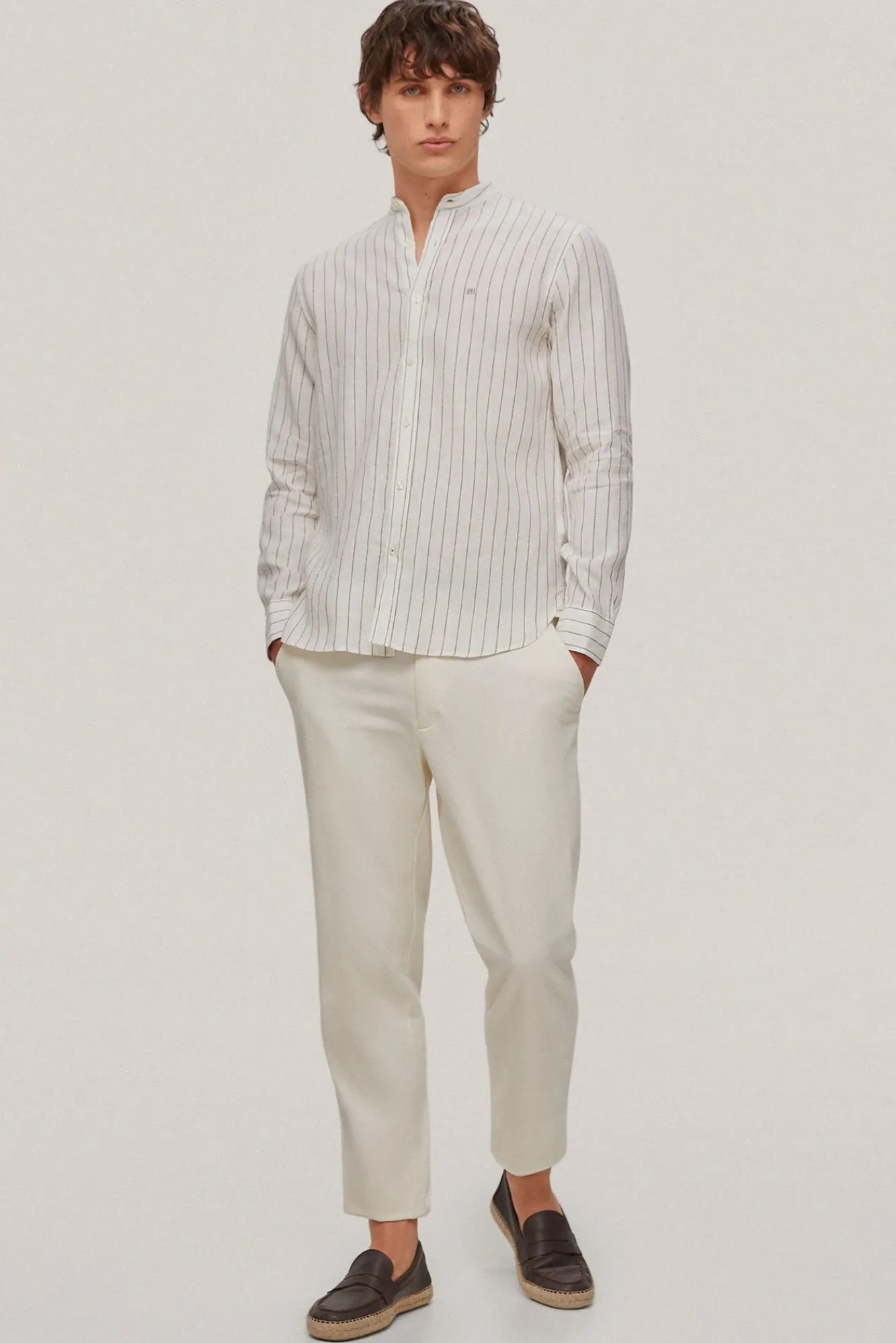 Camisa Lino Rayas Cuello Mao^Pedro del Hierro Cheap