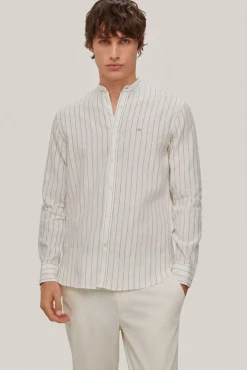 Camisa Lino Rayas Cuello Mao^Pedro del Hierro Cheap