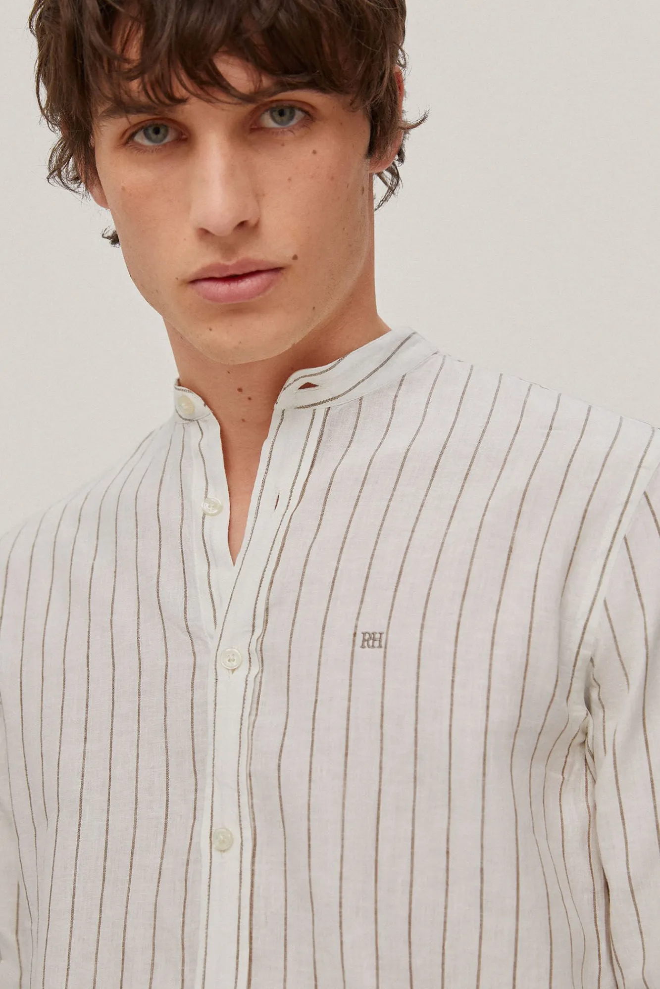 Camisa Lino Rayas Cuello Mao^Pedro del Hierro Cheap
