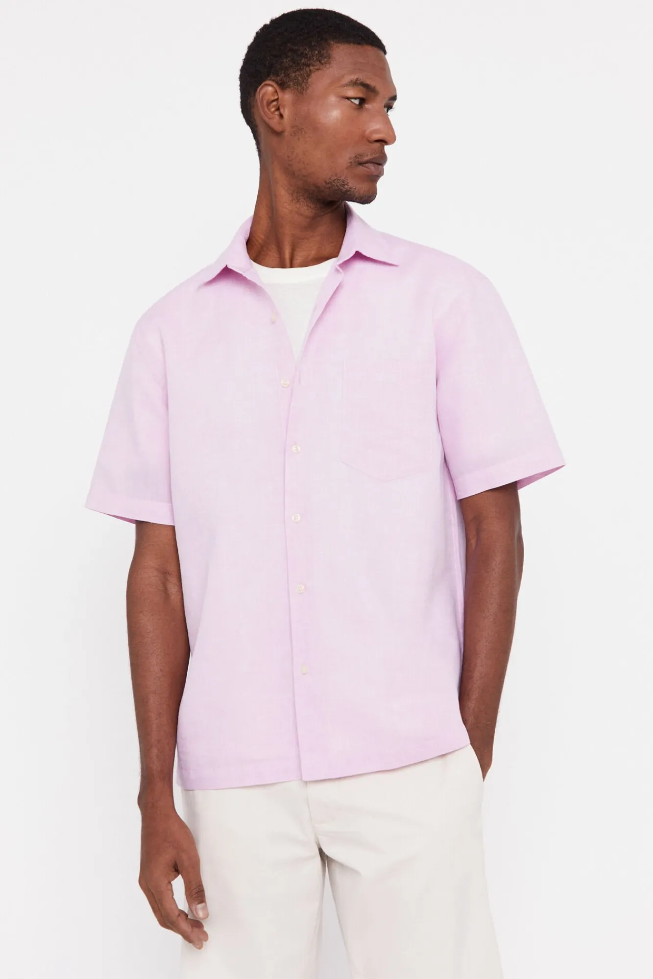Camisa Lisa Lino Algodon Manga Corta^Cortefiel Hot