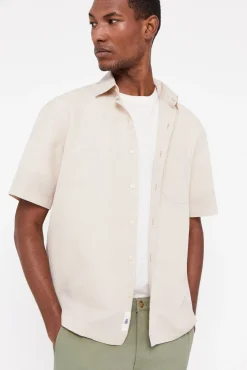 Camisa Lisa Lino Algodon Manga Corta^Cortefiel Online