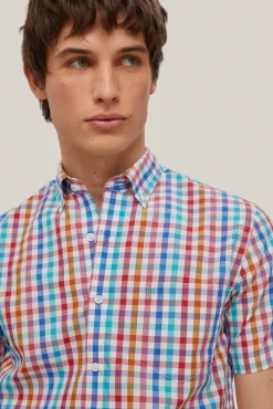 Camisa Non Iron Cuadros Manga Corta^Pedro del Hierro Store