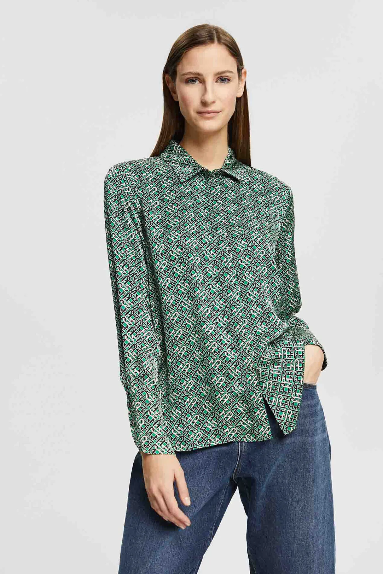 Camisa Satinada Estampada Viscosa^Esprit Store