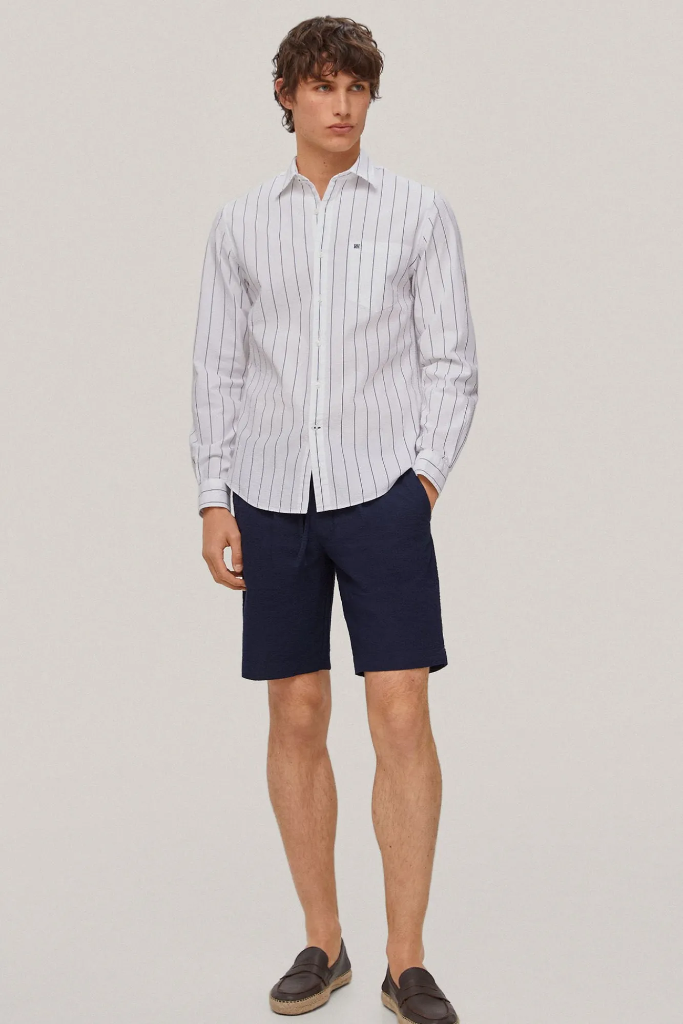 Camisa Seersucker Rayas Manga Larga^Pedro del Hierro Hot