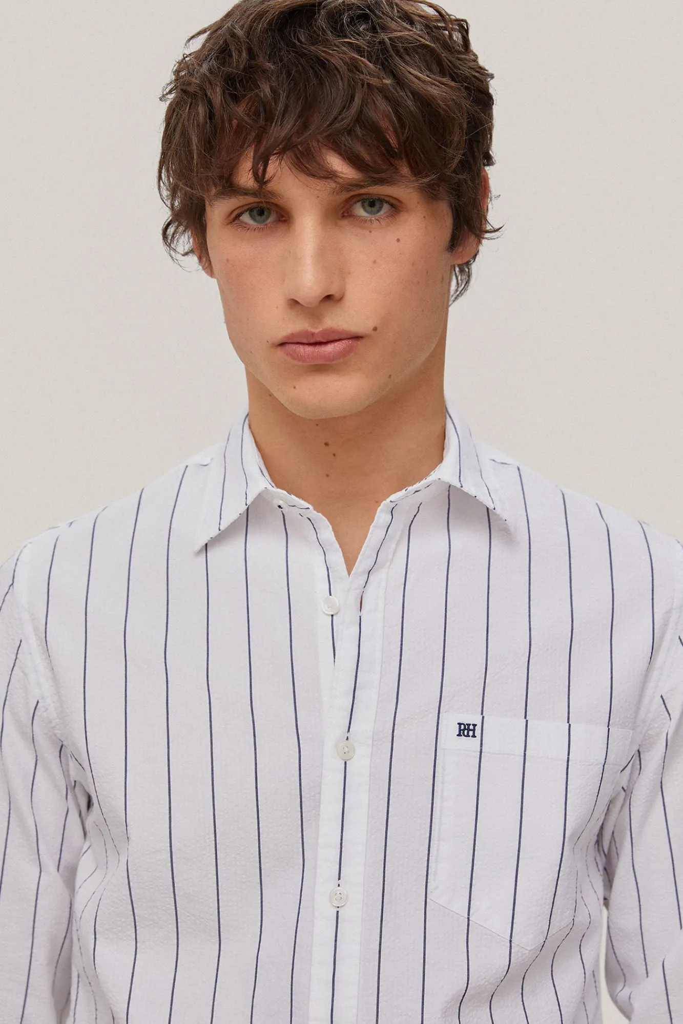 Camisa Seersucker Rayas Manga Larga^Pedro del Hierro Hot