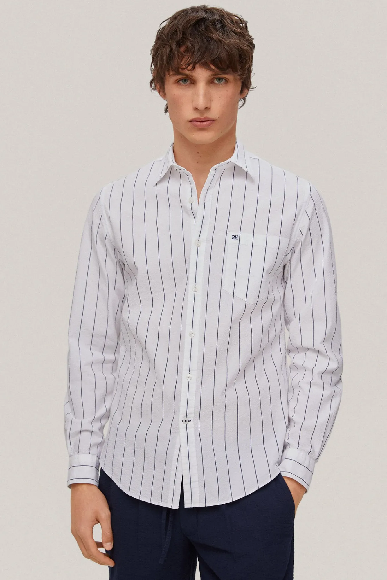 Camisa Seersucker Rayas Manga Larga^Pedro del Hierro Hot