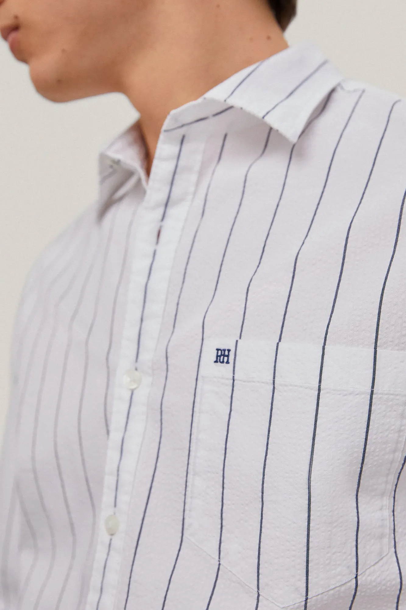 Camisa Seersucker Rayas Manga Larga^Pedro del Hierro Hot
