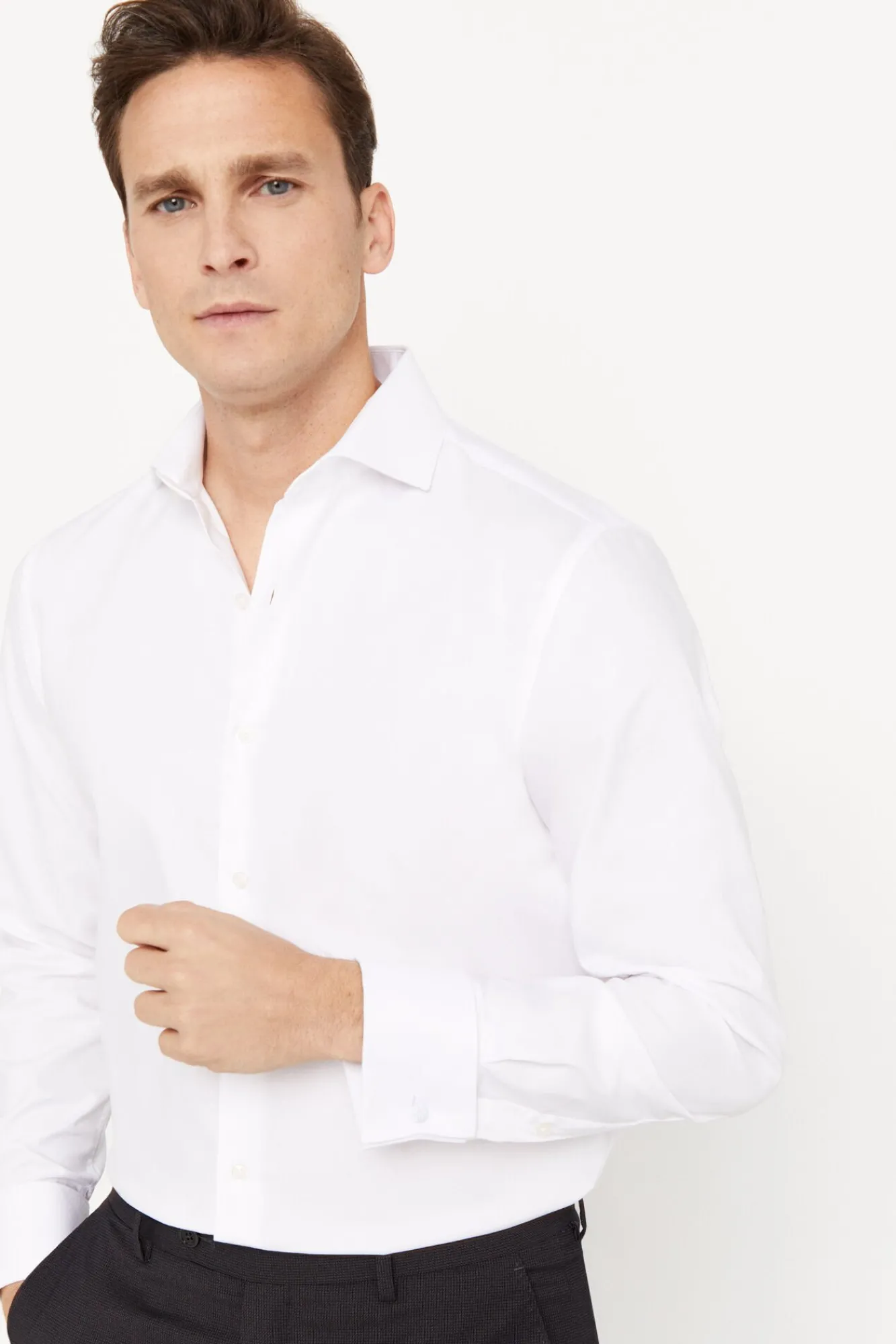 Camisa Vestir Estructura Lisa Puno Gemelos Facil Plancha^Cortefiel Cheap