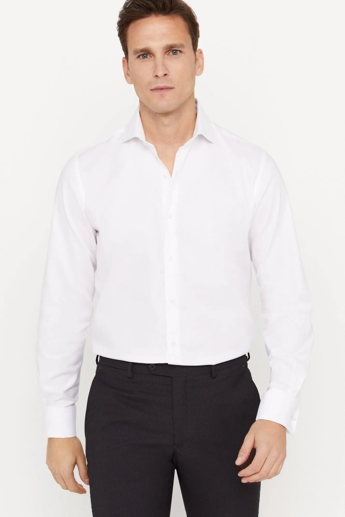 Camisa Vestir Estructura Lisa Puno Gemelos Facil Plancha^Cortefiel Cheap