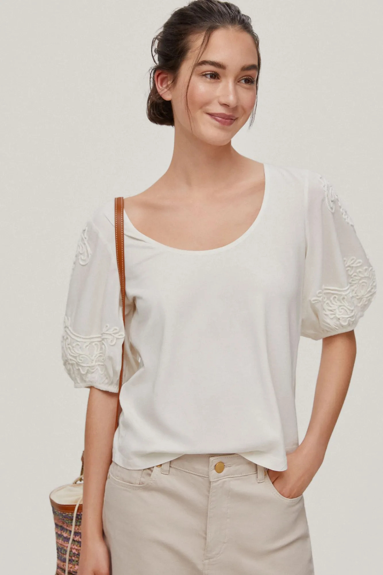 Camiseta Combinada Bordada^Pedro del Hierro Clearance