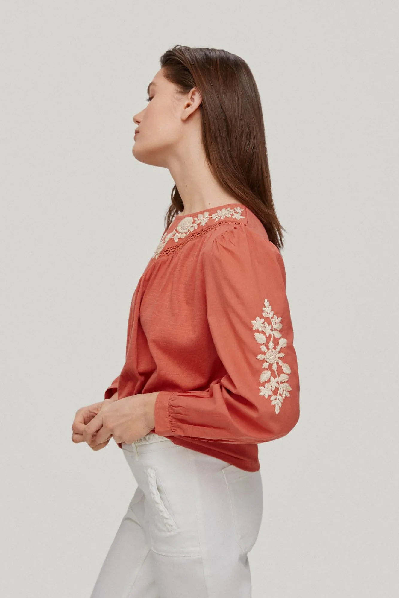 Camiseta Combinada Bordada Artesanal^Pedro del Hierro Cheap