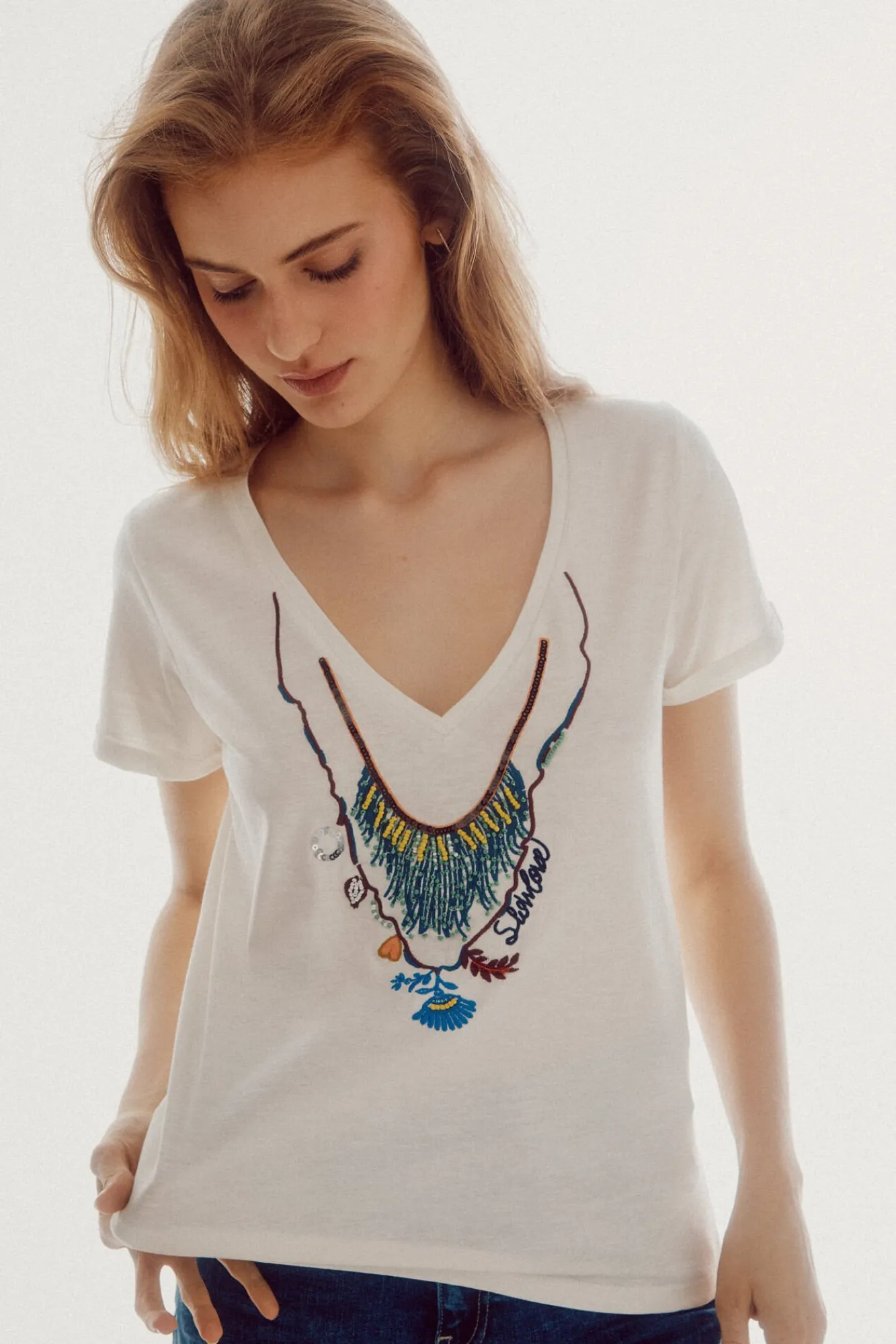 Camiseta De Manga Corta Con Estampado Posicionado^Slowlove Best Sale