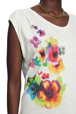 Camiseta Lino Manga Corta Estampada^Esprit Online