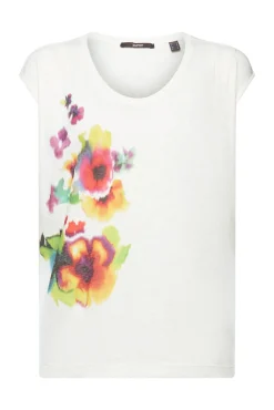 Camiseta Lino Manga Corta Estampada^Esprit Online