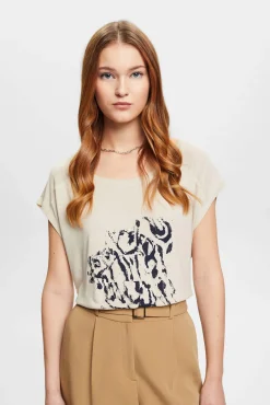 Camiseta Manga Corta Estampado Abstracto Viscosa^Esprit Hot