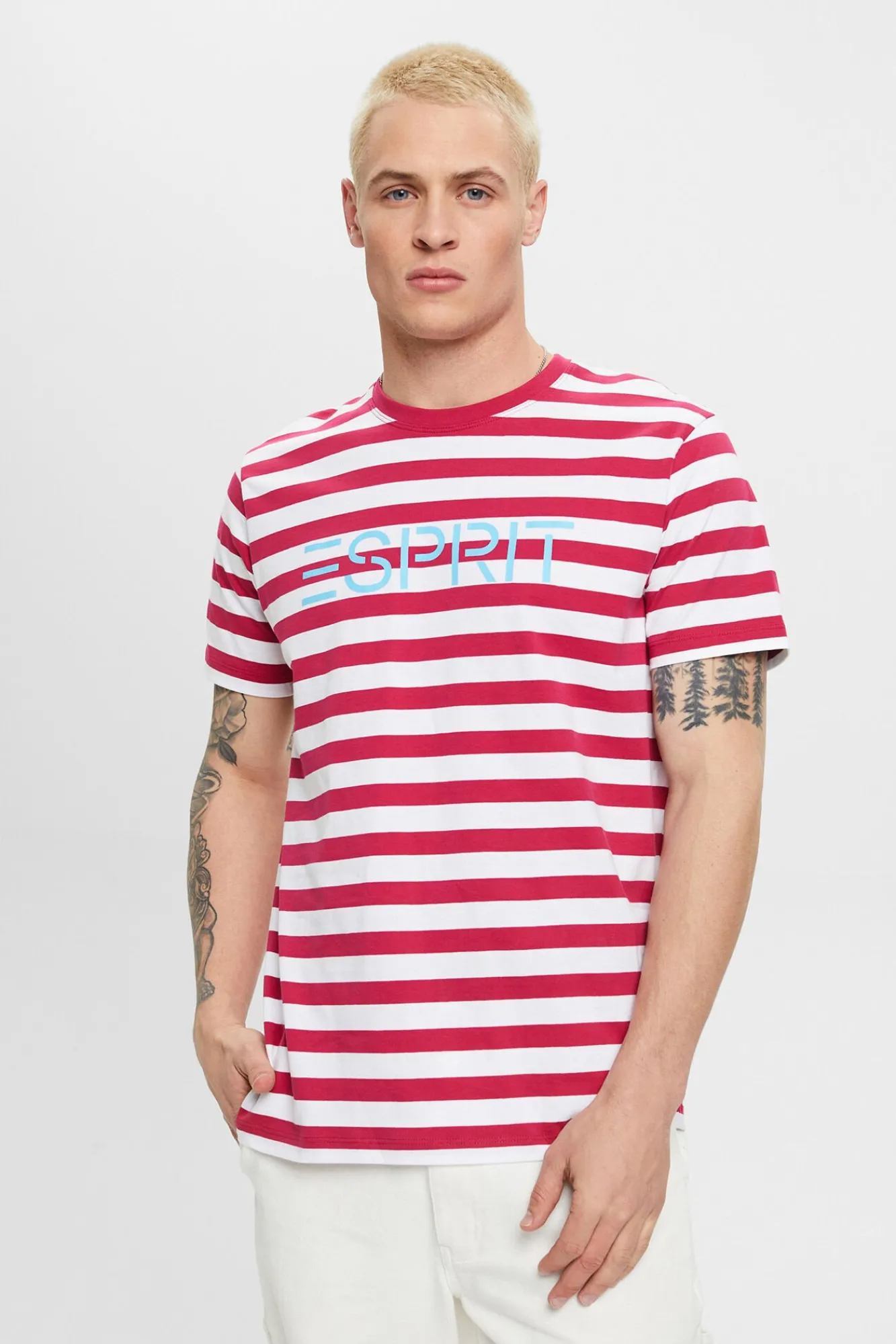 Camiseta Rayas Y Logo Algodon Organico^Esprit Clearance