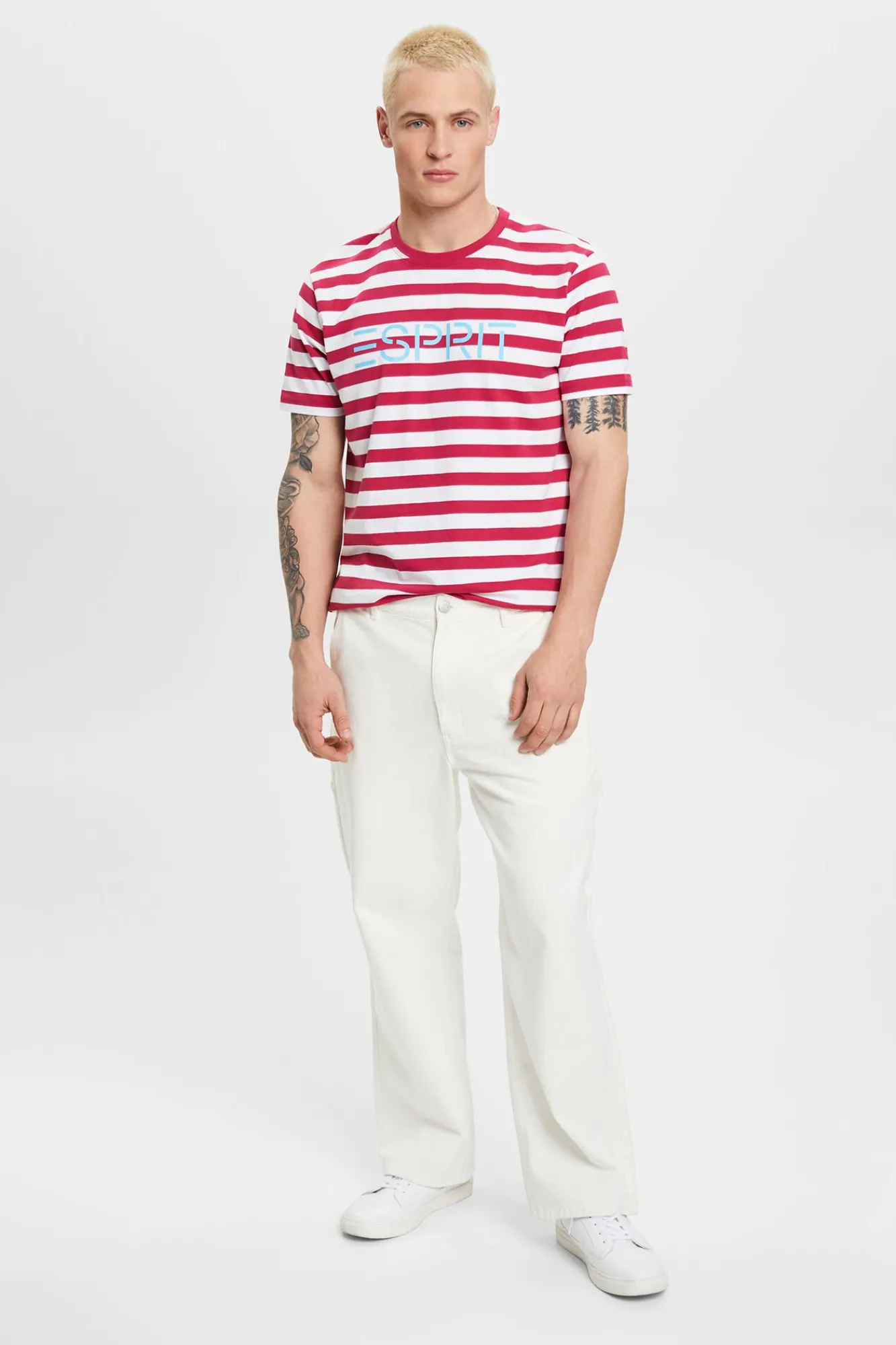 Camiseta Rayas Y Logo Algodon Organico^Esprit Clearance