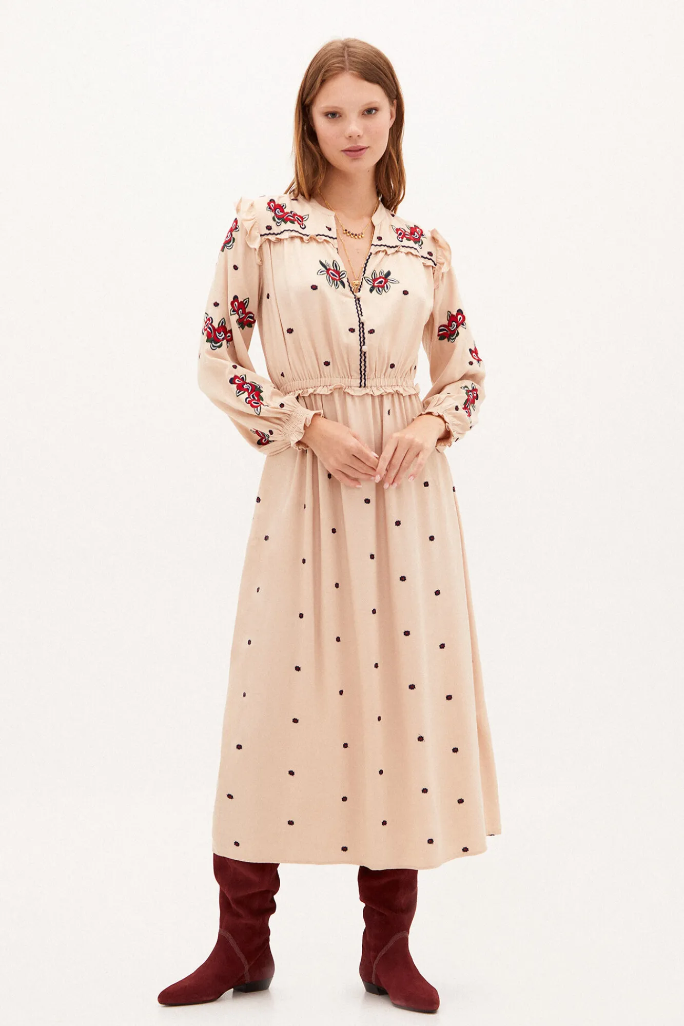 Frida Vestido Midi Bordado^Hoss Intropia Clearance