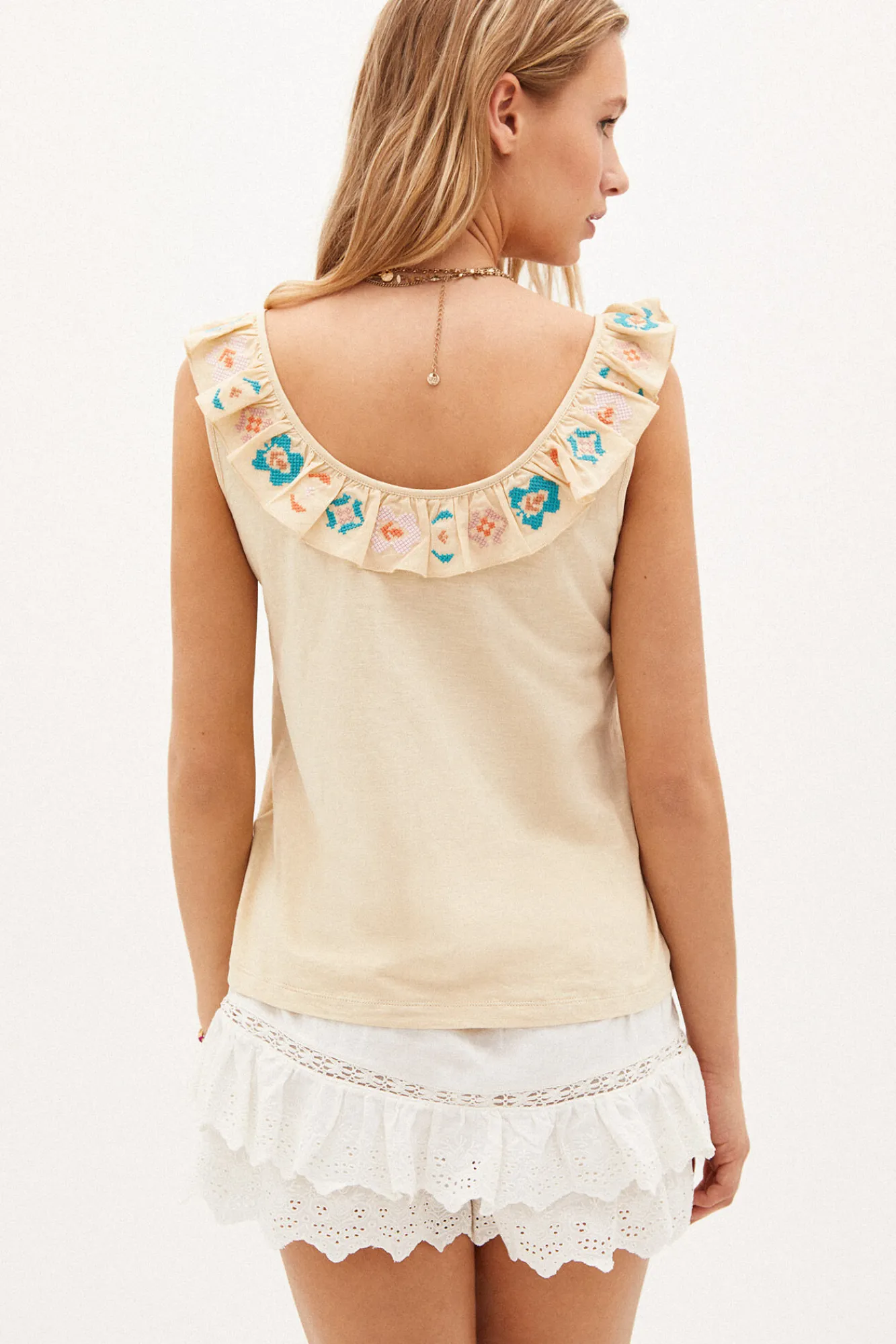 Janet. Camiseta De Algodon Bordada^Hoss Intropia Fashion
