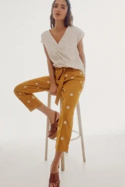 Pantalon Con Bordados^Slowlove Cheap