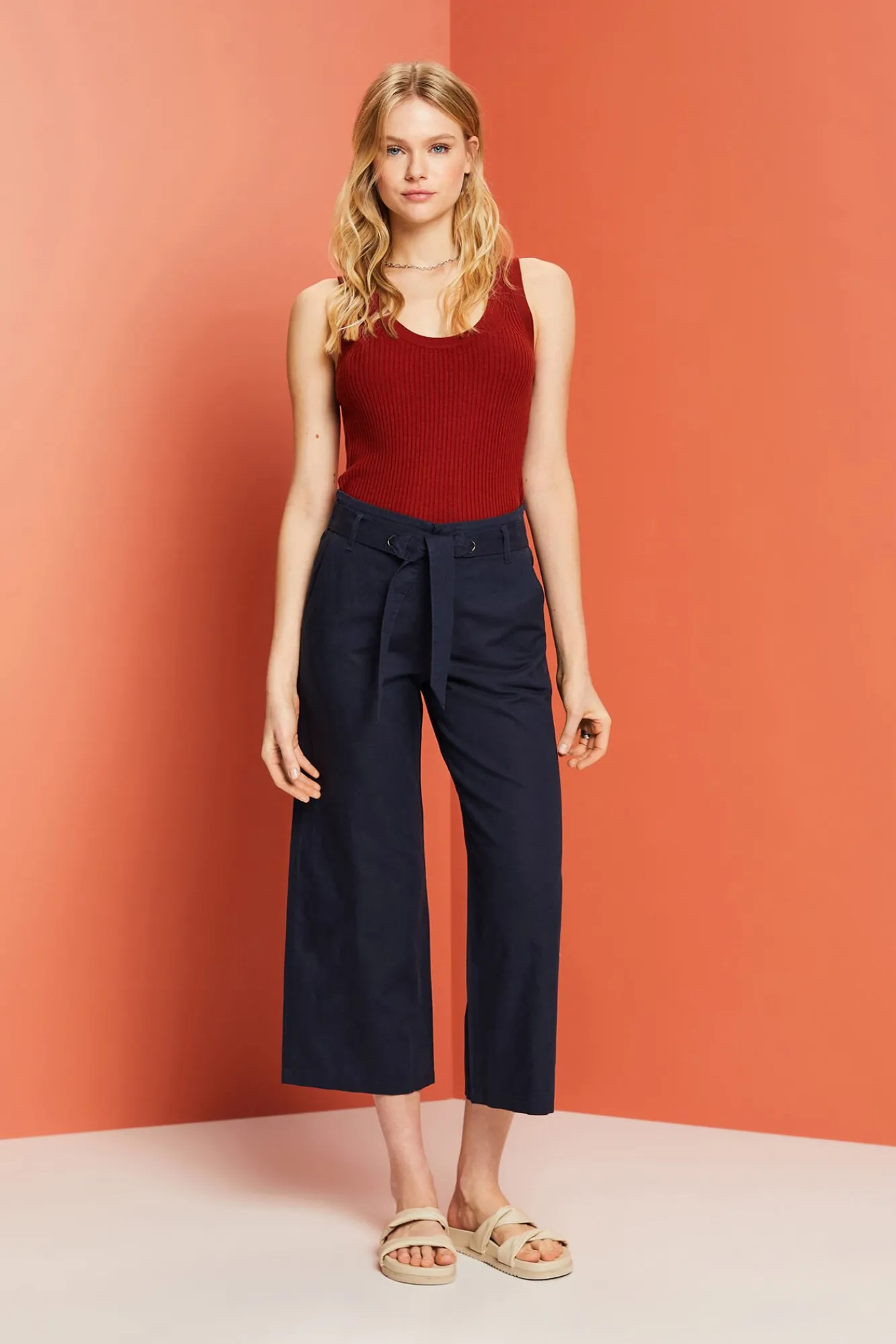 Pantalon Culotte Con Lino^Esprit Store