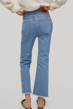 Pantalon Vaquero 5 Bolsillos Flare Fit Cropped Bordado^Pedro del Hierro Shop
