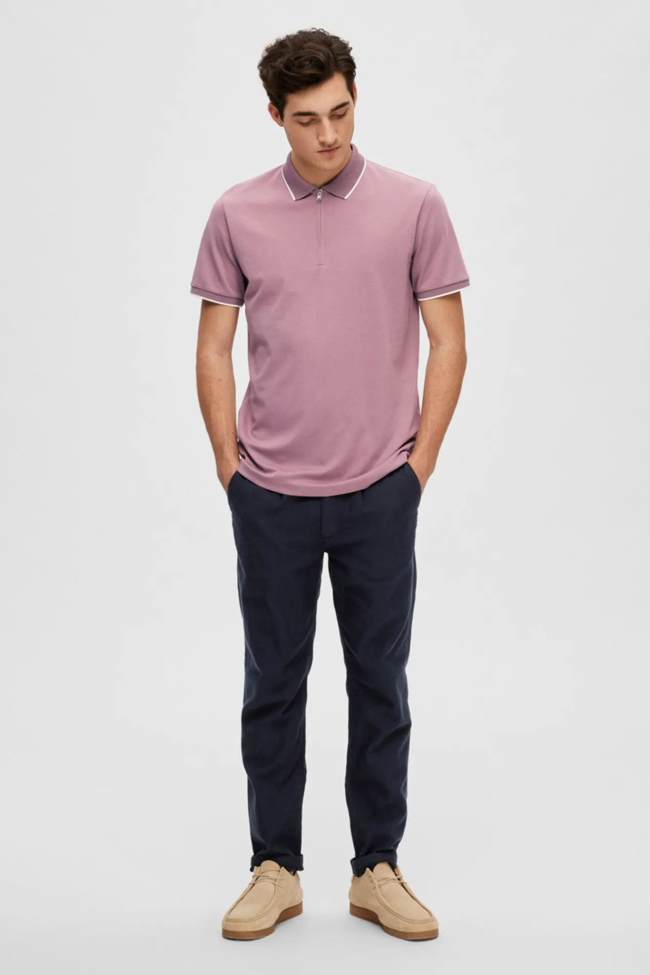 Polo De Manga Corta Con Cremallera De Algodon Organico.^Selected Store