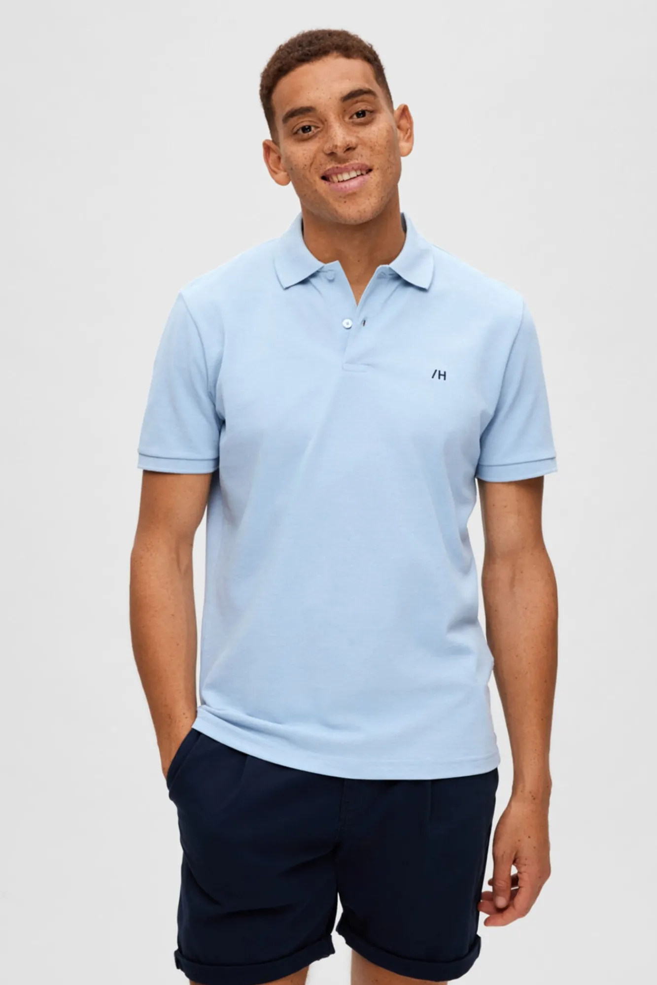 Polo De Manga Corta Con Logo Bordado 100% Algodon Organico^Selected Fashion