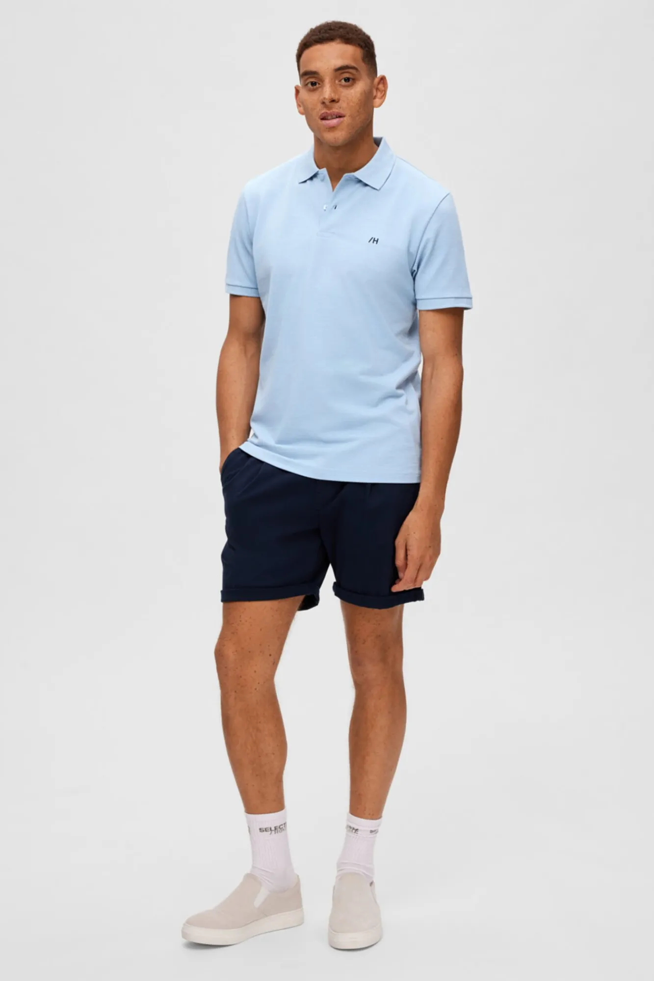 Polo De Manga Corta Con Logo Bordado 100% Algodon Organico^Selected Fashion